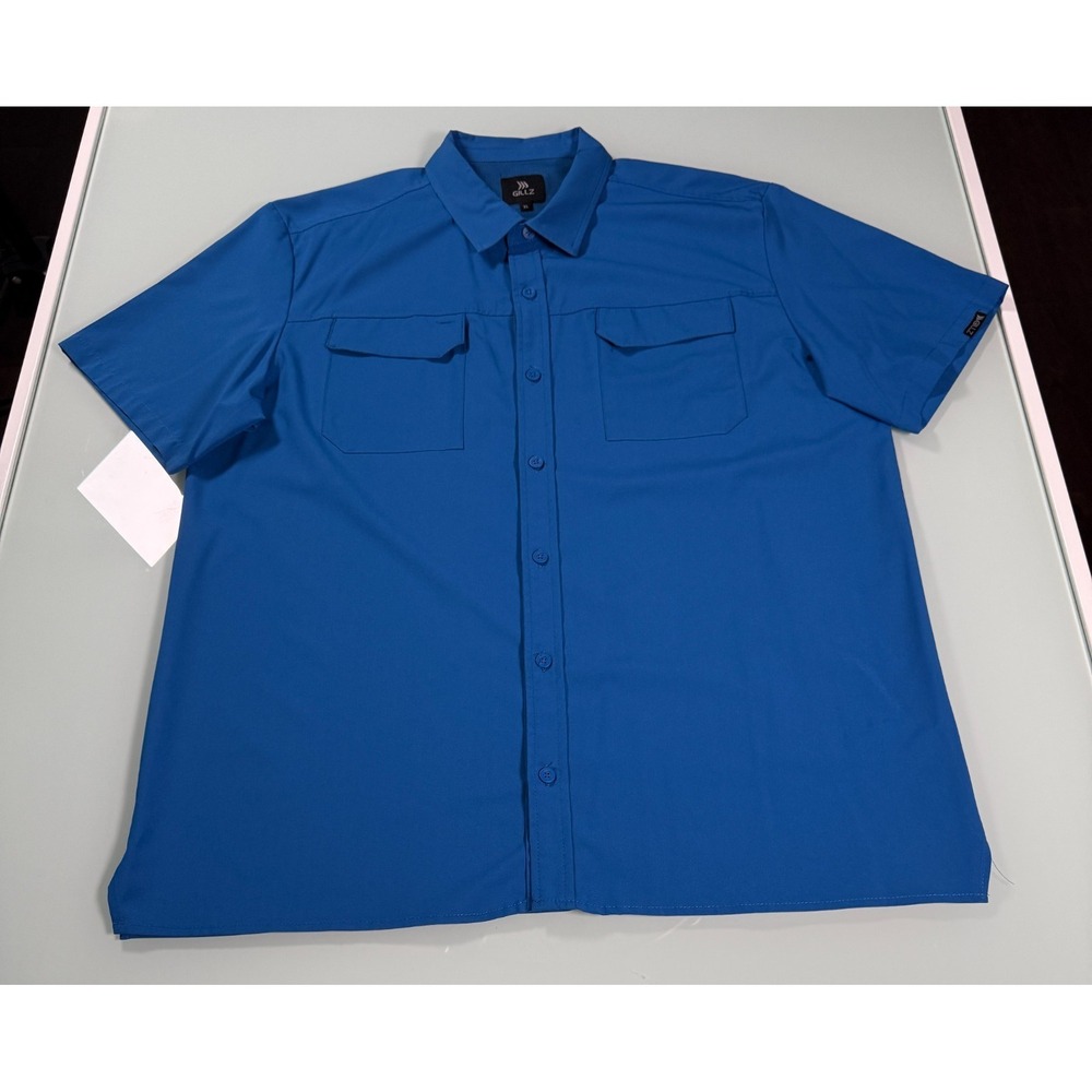 Gillz Performance Fishing Shirt Men's XL Vented Bright Blue Short Sleeve DadCore